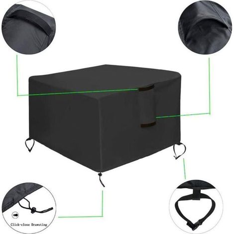 Housse de protection pour brasero carré - PZCC - 82x82x61 cm - Imperméable 420D - Anti-UV - Coupe-vent (1/4)