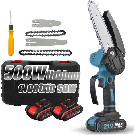 21V Mini-Akku-Kettensäge, 4 Zoll/6 Zoll Akku-Kettensäge mit Ersatzkette, Mini-Elektro-Kettensäge für den Garten (1/5)