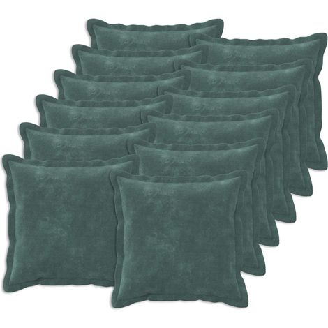 Federa 12 pz HOUTEN Blu mare 45 x 45 cm Fleece in microfibra vidaXL