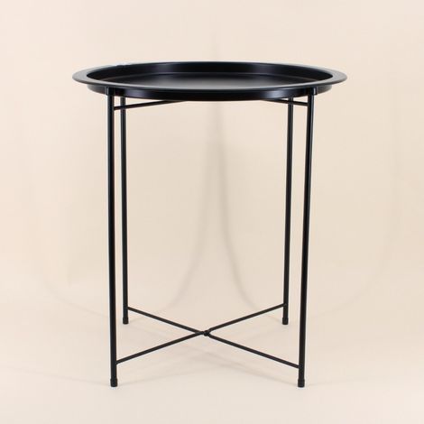 Bout de canapé rond en métal noir 47x50cm