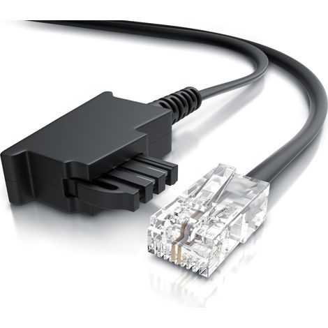 CSL - Internet Kabel Routerkabel - TAE-F Stecker auf RJ45 Stecker - 15m - Internetkabel - Router an die Telefondose, TAE - schwarz