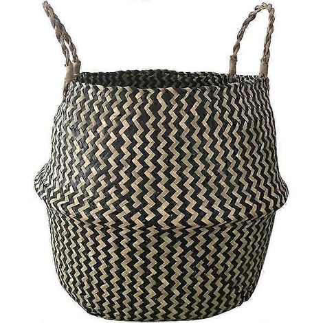 Panier de rangement en jonc de mer naturel, panier à linge tressé à la main avec poignée, organisateur multifonctionnel pour la maison, 18 x 16 cm (1/5)