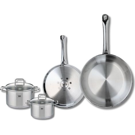 Set de 2 Poêles de cuisson 24 et 28 cm et 2 faitouts 12 et 14 cm Elo Profi Citrin (1/5)