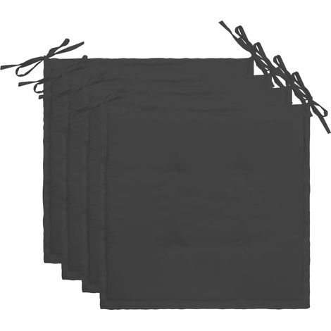 Juego de 4 cojines para silla de jardín 100% poliéster impermeable color antracita 40x40x3 cm DEC021716 (1/5)
