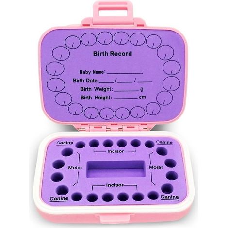 Niedliche Plastikbox für Babyzähne, Erinnerungsbox zur Aufbewahrung verlorener Zähne