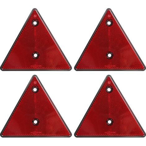 4 Pcs Rouge Catadioptre Triangle Remorque, Réflecteur Triangle avec 8 Vis de Montage pour Voiture, Camion, Caravane, Tracteur (1/5)