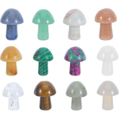 12 Pièces Décoration en Cristal de Champignon, Support de Relaxation et Entretien Facile, Lecture Décoration D'étagère Style Nordique Moderne (1/5)