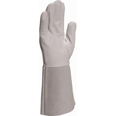 Schweißhandschuhe aus Leder mit Blumenmuster, Größe 10 – Weiß