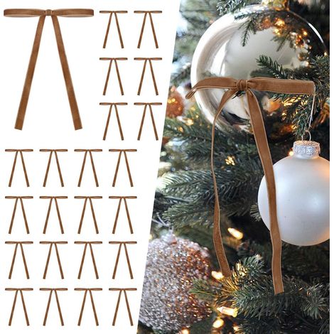 36 fiocchi natalizi in velluto marrone, 12,7 cm x 17,7 cm, fiocchi grandi per albero di Natale, ghirlande natalizie, confezioni regalo per albero di Natale, camino, casa, decorazioni per la porta d'in