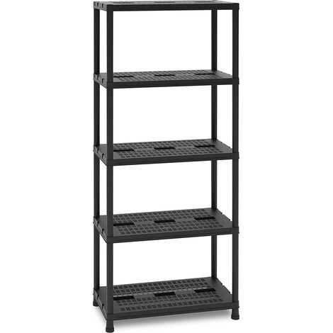 Scaffale Universal Pro 735 a 5 ripiani ventilati per interni in resina con fissaggio a muro colore nero 71x35x180 cm Toomax