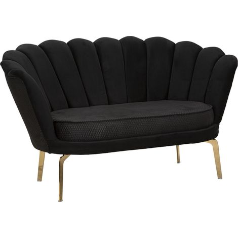 Divano in tessuto nero e metallo dorato 136x76x78cm Vienna Plus (1/5)