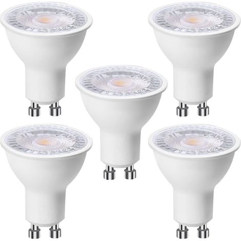 5er-Pack GU10 6W LED-Lampen (entspricht 60W), Warmweiß 3000K 500 Lumen, GU10 LED-Lampe 120° breiter Abstrahlwinkel, flimmerfreier Einbaustrahler, nicht dimmbar [Energieklasse F] (1/5)