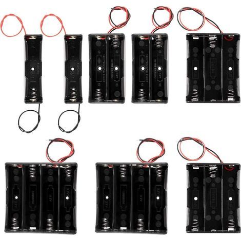 Lot de 8 supports de piles 18650 1/2/3/4 x 3,7 V, boîte de rangement en plastique avec fil conducteur (1/5)