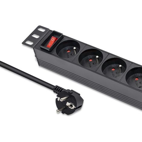 Qoltec Aluminium PDU Steckdosenleiste für 10'' RACK 1HE 16A 4xFRANZÖSISCH 1,8m (1/5)