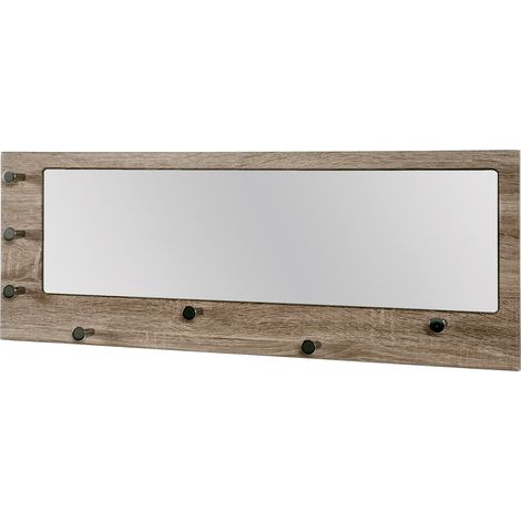 Porte-manteau mural design chêne avec miroir Novo