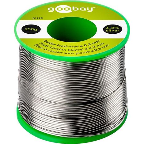 Goobay Hilo de soldadura 250g plateado diámetro 0,80 mm