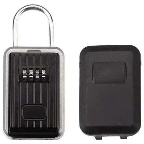 Boîte Verrouillage Clé Murale Cadenas Combinaison Étanche Rangement Sûre Clés Alliage D'aluminium Serrure Sécurisée Portable avec Couvercle Coulissant pour Garage Domicile Office School Studio