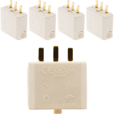Zenitech – Lot de 5 fiches DCL 2P+T pour boite applique – Connexion par borne à vis – Conducteur 0,5 à 1mm² – Certifié NF – 6A sous 250V~