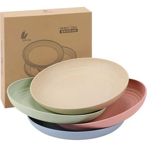 Assiette - 4 Pièces - Sans BPA - Micro-ondes Et Lave-vaisselle Acceptés - Légères Et Incassables - Pour Cuisine Familiale Et Extérieure (1/5)
