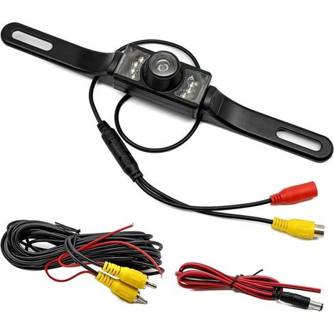 Cámara para coche con soporte para matrícula，8 luces infrarrojas，resistente al polvo，cámara de visión nocturna HD para marcha atrás en coches (1/3)