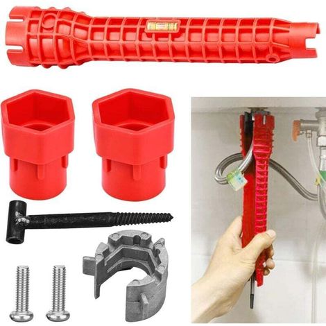 Clé à molette extra-longue pour robinets – Accès facile dans espaces restreints – Matériaux durables – Pour plomberie salle de bain et cuisine (1/5)