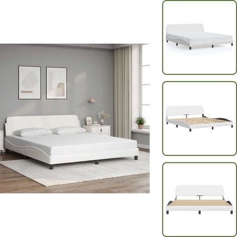 The Living Store Cadre de lit sans matelas blanc 180x200 cm similicuir - Lit Plateforme - Lit Double - Cadre De Lit - Literie - Meubles De Chambre