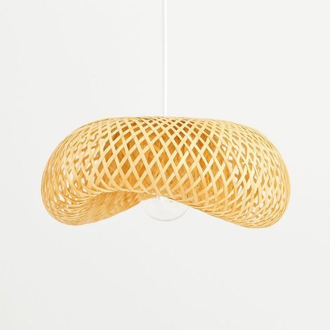 Suspension en osier "FREY" - E27 - Blanc boho chic
