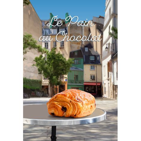 Tableau sur toile illustration pain au chocolat 30x45 cm - Impression sur Toile Murale Décorative - Image imprimée en HD sur Toile - Toile sur Châssis en Bois FSC - Fabriqué en France (1/5)