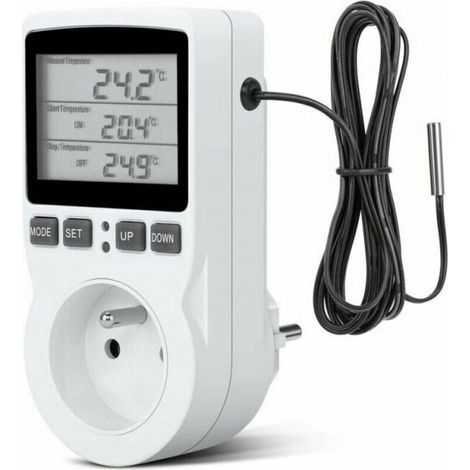 Prise programmable -Prise Thermostat, Prise Minuteur Digital, Prise Programmable Digitale avec Sonde, Minuterie Numérique Programmable, Prise Thermostat chauffage pour Serre, Aquarium (1/4)