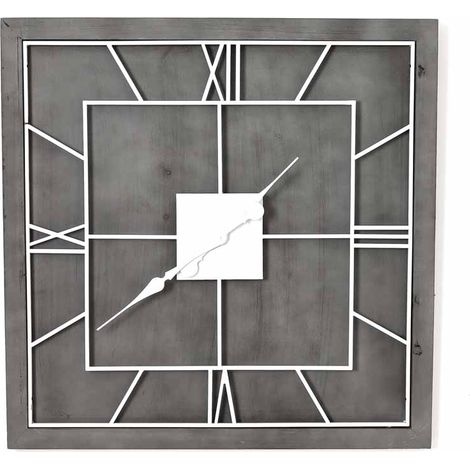 Williston Square Wall Clock - Metal/Wood - L5 x W60 x H60 cm - Grey/Silver