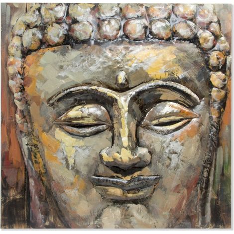 Metall Holz Tisch 80x80x7 Buddha Holz bemalte Metallmaterial Multikolor -Farbfamilienfotos Details Finish: Hand bemalt (1/3)