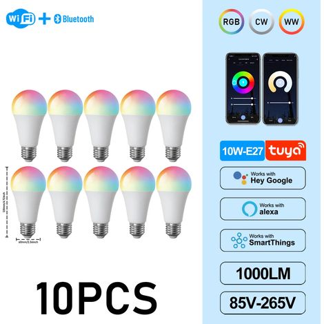 (10 unités, AC85-265V) Douille E27 Graffiti, ampoule LED intelligente WiFi à intensité variable, contrôle par application (1/5)