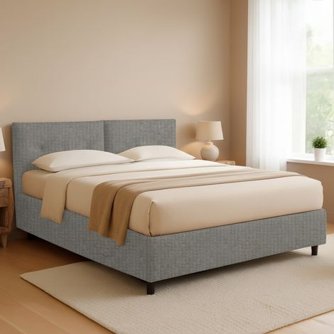 Cama de Matrimonio Bath, Desenfundable, Hecho en Italia, Gris Ceniza (1/5)