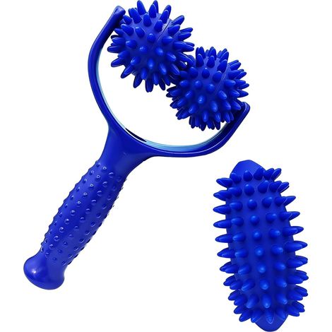Rouleau De Massage Avec Poignée, 3 Rouleaux De Massage à Pointes Remplaçables, Masseur De Boules De Fascia, Adapté Aux Jambes, Au Dos Et Aux Bras (1/5)