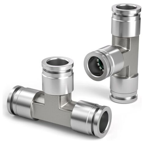 2 Pcs 6mm Té 3 Voies Raccord Rapide Pneumatique, 3 Voies en Acier Inoxydable pour Adaptateur d'Air PE (1/4)