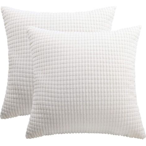Lot de 2 housses de coussin en velours côtelé – Beige clair – Dimensions 60 × 60 cm (1/5)