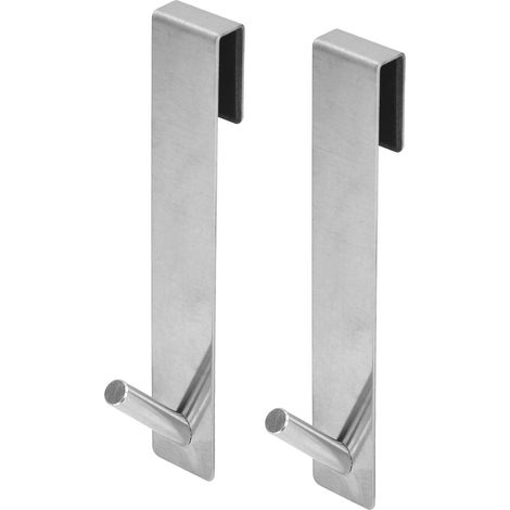 Set mit 2 silbernen Edelstahlhaken (18 cm) für rahmenlose Glasduschtüren, selbstklebende Handtuchhaken ohne Bohren fürs Badezimmer (1/5)
