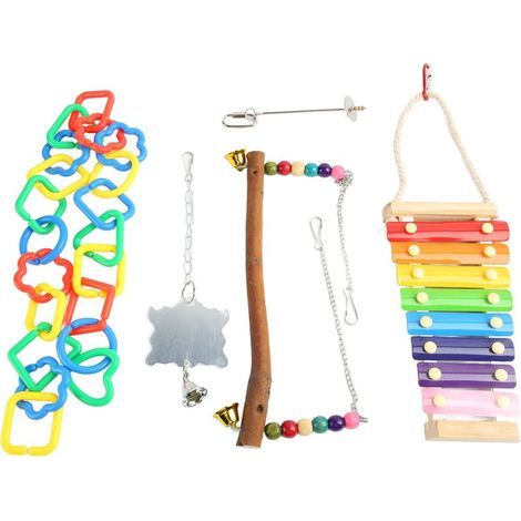 Jouets végétariens colorés en forme de poulet, brochette et balançoire à fruits pour perroquet (1/5)