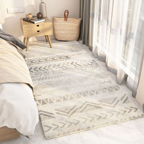 Tapis chevet marocain,Shaggy à Poils Ras Carpette Non Excrétion Fluffy Tapis Moderne Tapis,Durable Antidérapant Tapis de Porte pour Salon Chambre Chambre D'enfant Entrée Déco-A,60160cm (1/4)