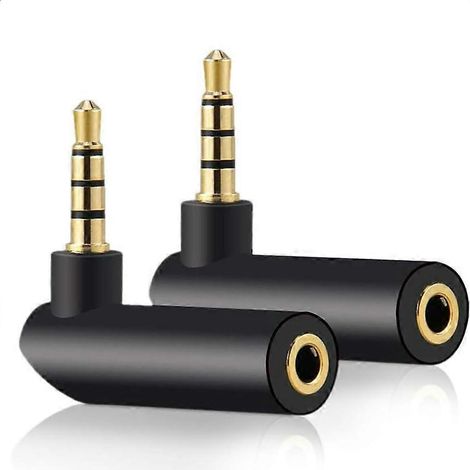 Lot de 2 adaptateurs audio coudés mâles/femelles 3,5 mm, plaqués or, TRS Auxil (1/5)
