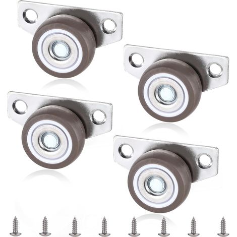 Lot de 4 petites roulettes à montage latéral de 3,2 cm, mini roulettes rigides non pivotantes pour meubles, tiroirs, plateaux, armoire à roulettes (1/5)