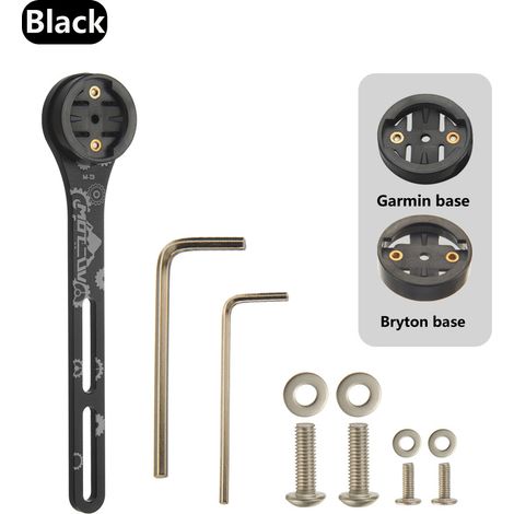 noir Support de compteur intégré en alliage de titane pour guidon route, compatible avec les supports d'extension de potence Garmin et Breitman. (1/5)