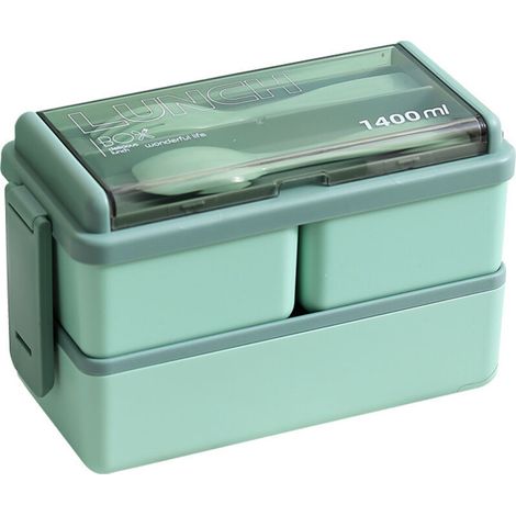 Boîte à lunch, boîte à lunch bento avec 3 compartiments et ustensiles, boîte à lunch micro-ondable, boîte à lunch en plastique pour enfants adultes