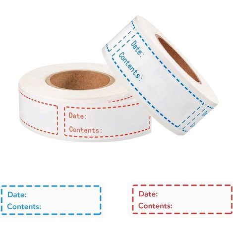 250 etichette scrivibili per congelatore, 7,5 x 2,5 cm, autoadesive, con data di scadenza per contenitori in plastica, sacchetti per congelatore, barattoli, ecc. (1/5)