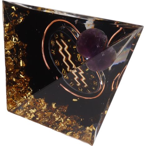 Pyramide d'orgonite de 5 cm pour la guérison énergétique positive, pyramide de cristal, méditation, pyramides d'orgonite, générateur d'énergie des chakras et du zodiaque Verseau (1/5)