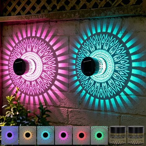 Lanternes Solaires D 2 Pièces Lampe Solaire Exterieur Decorative Appliques Murales Solaires Mandala Lampe Solaire Exterieurs (1/4)
