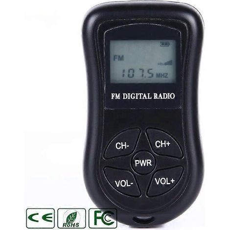 Mini-Digital-Stereo-DSP-FM/AM-Stereo-Konferenzempfänger für Besprechungen und Proben (60–108 MHz) mit Headset (HDR-107) – Schwarz