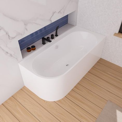 ECOLAM freistehende Badewanne Vigoo 180x80 cm rechts Eckbadewanne Siphon chrom Click Clack Top Qualität (1/5)