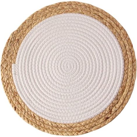 1 mantel individual redondo para calentador de alimentos, posavasos de macramé hechos a mano, mantel individual de césped, 20 × 20 cm (1/5)
