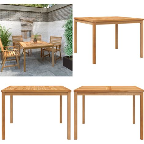 Table à dîner de jardin 110x110x77 cm Bois de teck solide - Table De Jardin - Table En Teck - Meubles De Jardin - Table Repas Extérieure - Décoration Jardin - Home & Living (1/5)